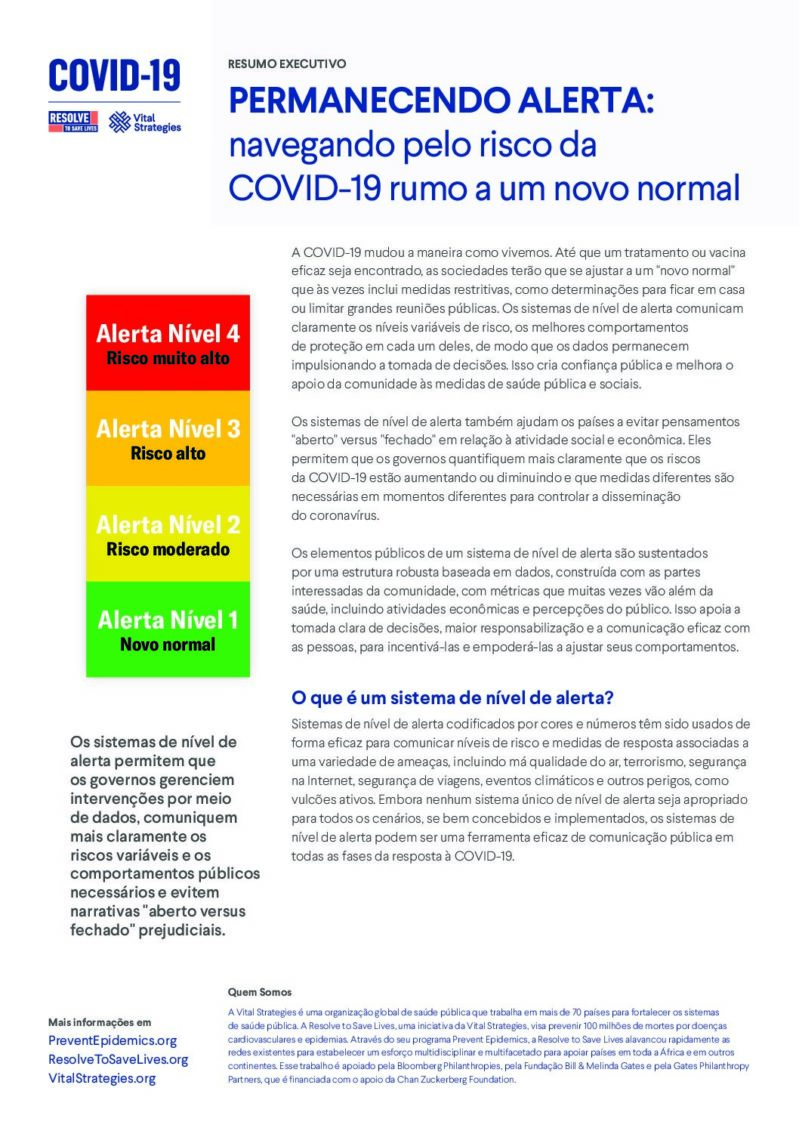 Permanecendo Alerta | Resumo Executivo: navegando pelo risco da COVID-19 rumo a um novo normal cover