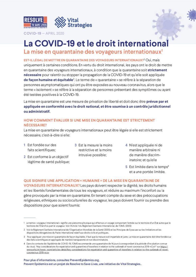 La COVID-19 et le droit international cover