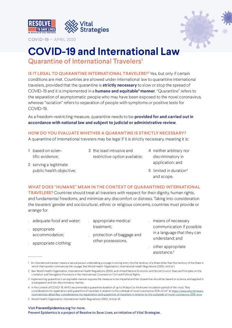 COVID-19 and International Law: Quarantine of International Travelers cover