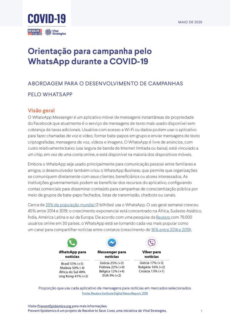 Orientação para campanha pelo WhatsApp durante a COVID-19 cover