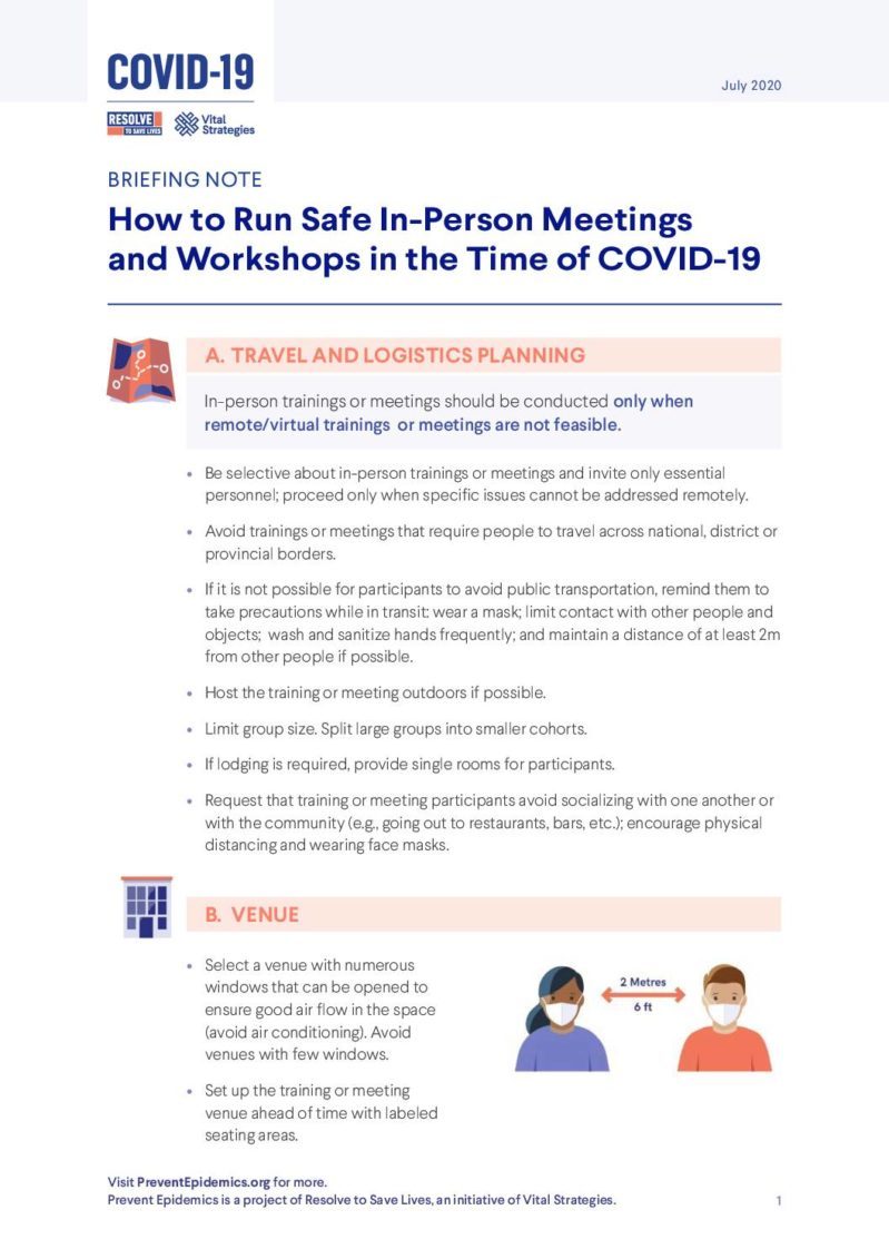 How to run safe in-person workshops and meetings in time of COVID-19 + Form cover