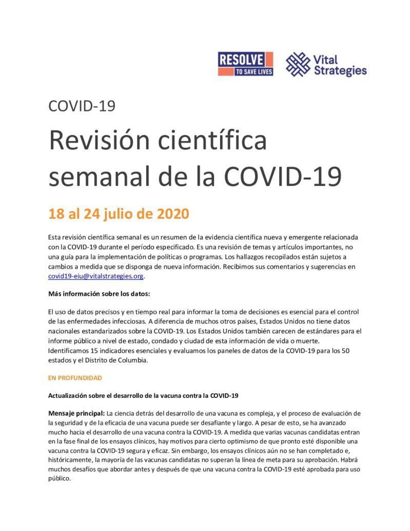 Science Review Spanish July 18-24 2020 cover
