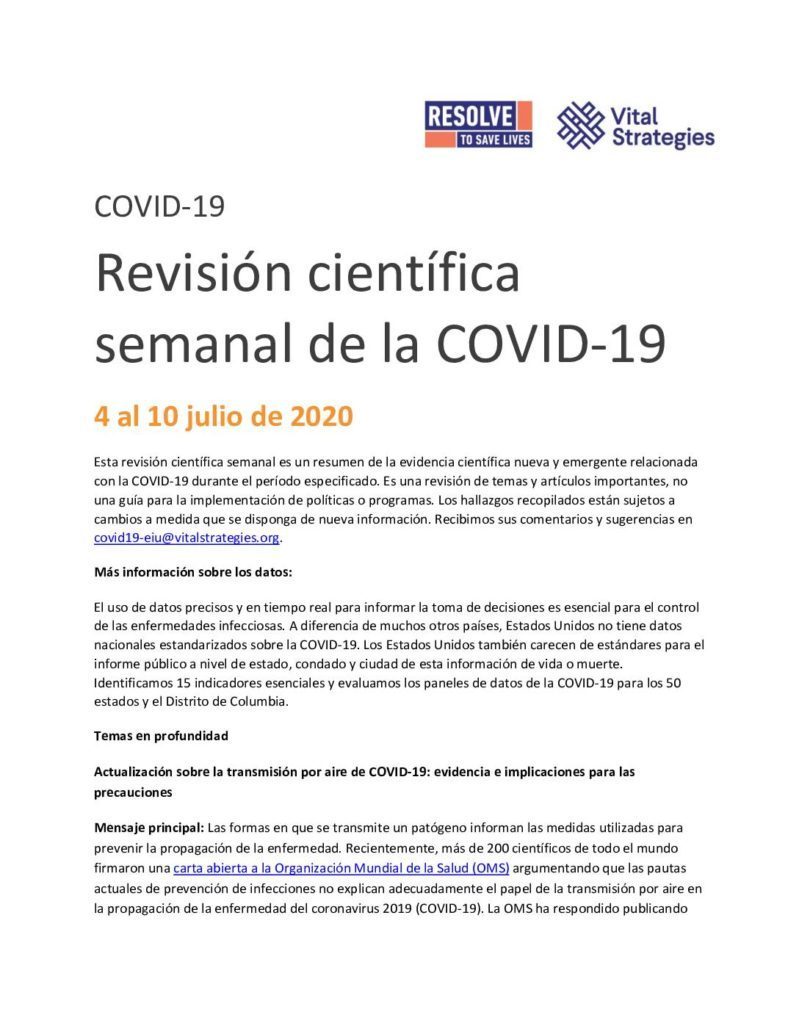 Science Review Spanish July 4-10 2020 cover