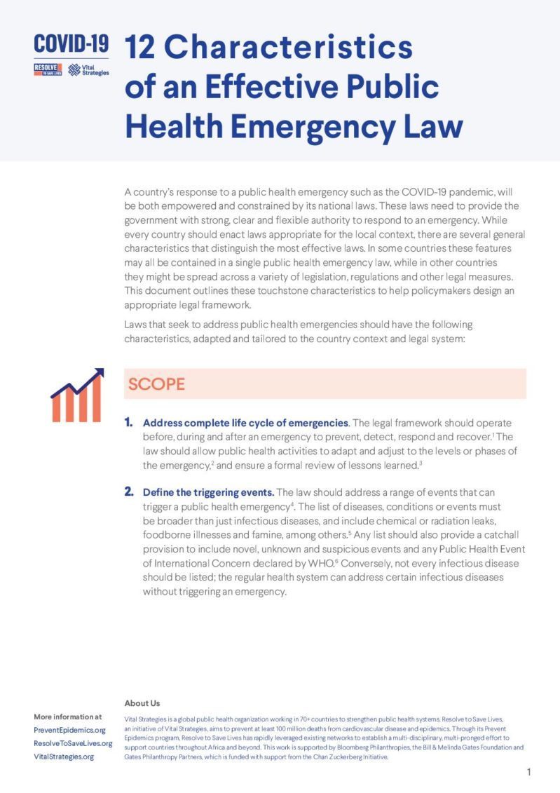 Characteristics of an Effective Public Health Emergency Law cover