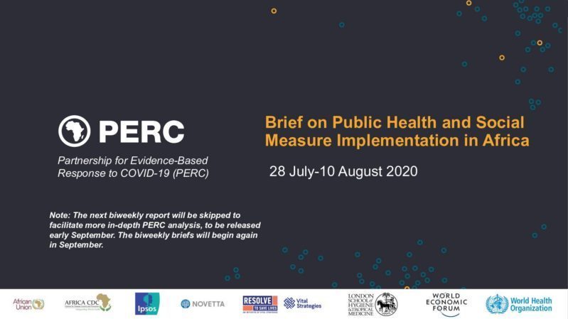 Brief on PHSM Implementation in Africa | 28 July - 10 August 2020 cover