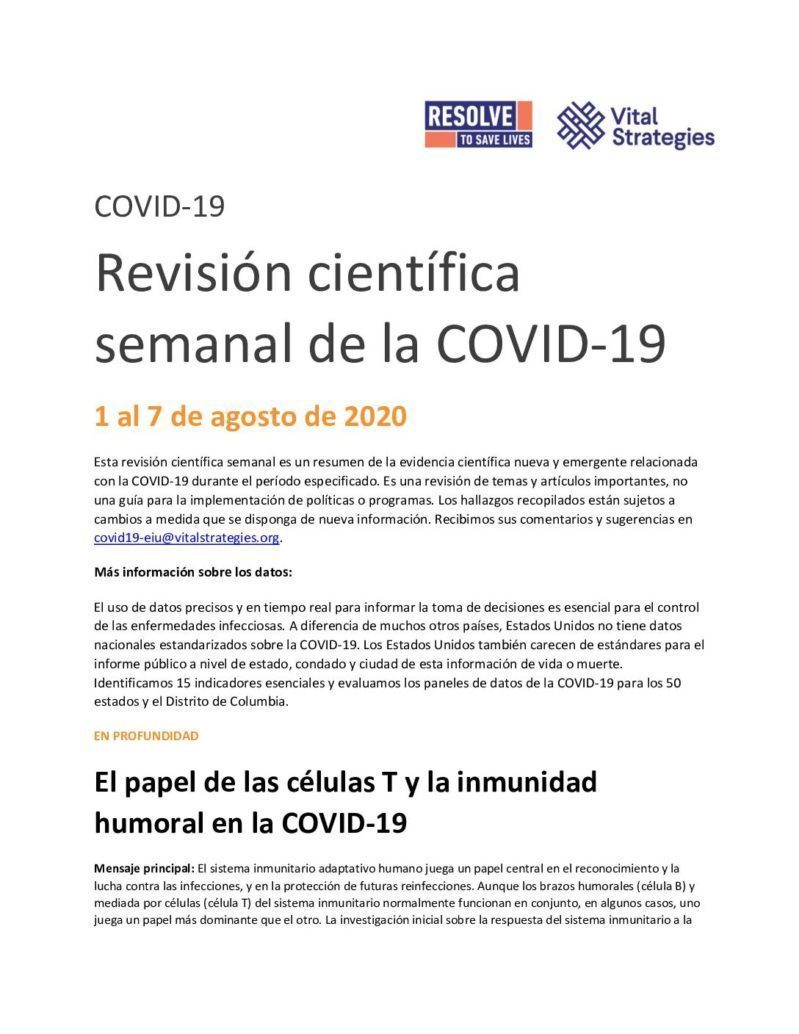 Weekly Science Review Spanish August 1-7 cover