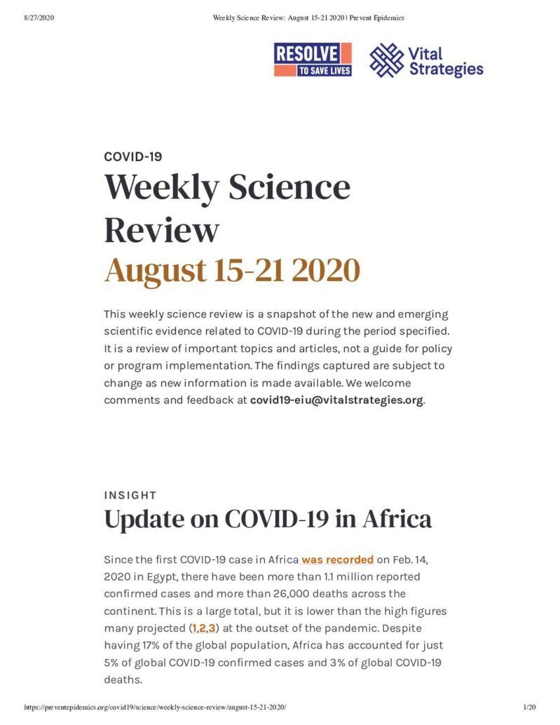 Weekly Science Review August 15-21 2020 cover