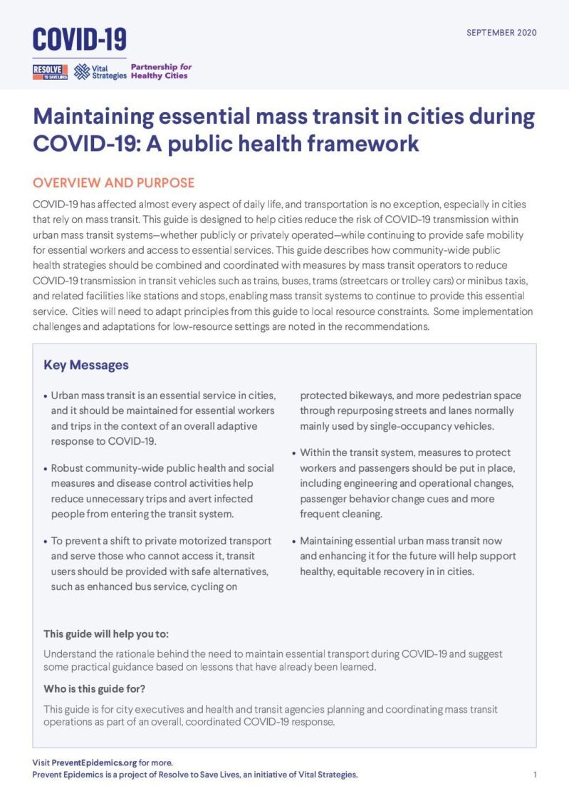 Maintaining essential transport during COVID-19 cover