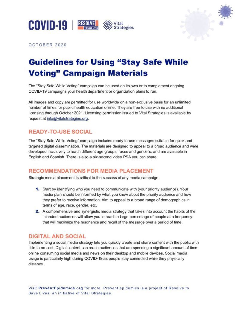 Guidelines for Using ‘Stay Safe While Voting’ Campaign Materials cover
