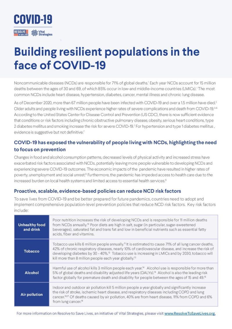 Building resilient populations in the face of COVID-19 cover