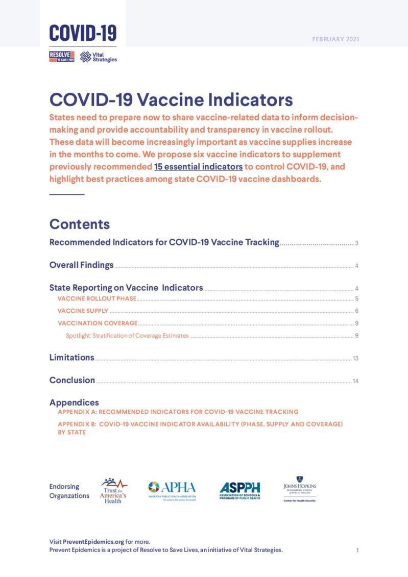 Vaccine Indicators Report cover