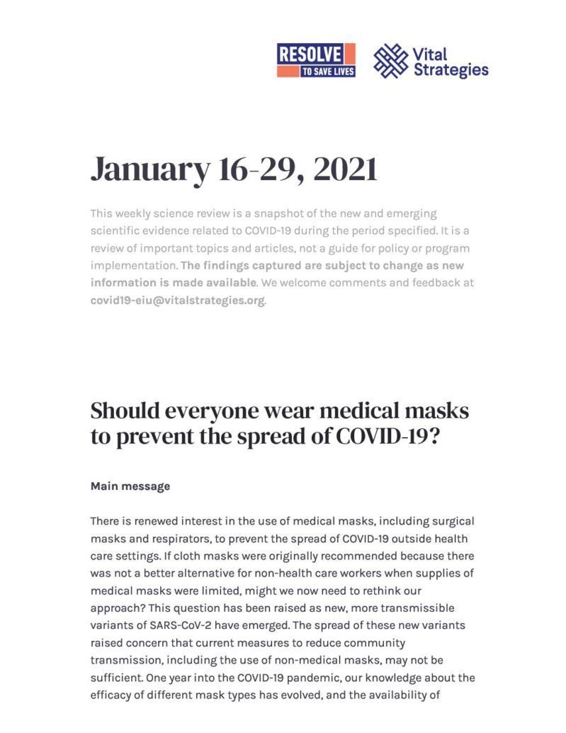Science Review_ January 16-29, 2021 _ Prevent Epidemics cover