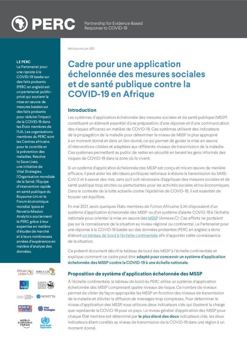 COVID-19 Tiered PHSM Framework for Africa cover